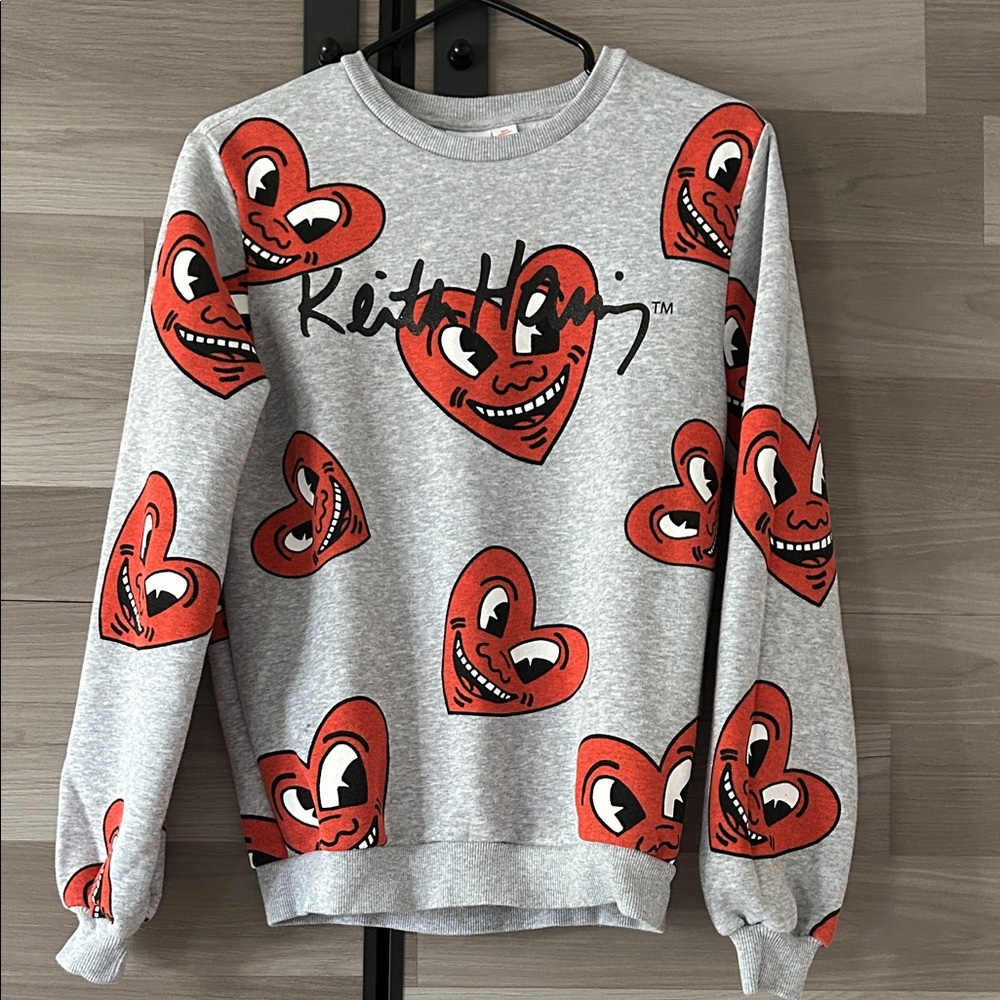 Keith Haring Kids Gray and Red Heart Sweatshirt